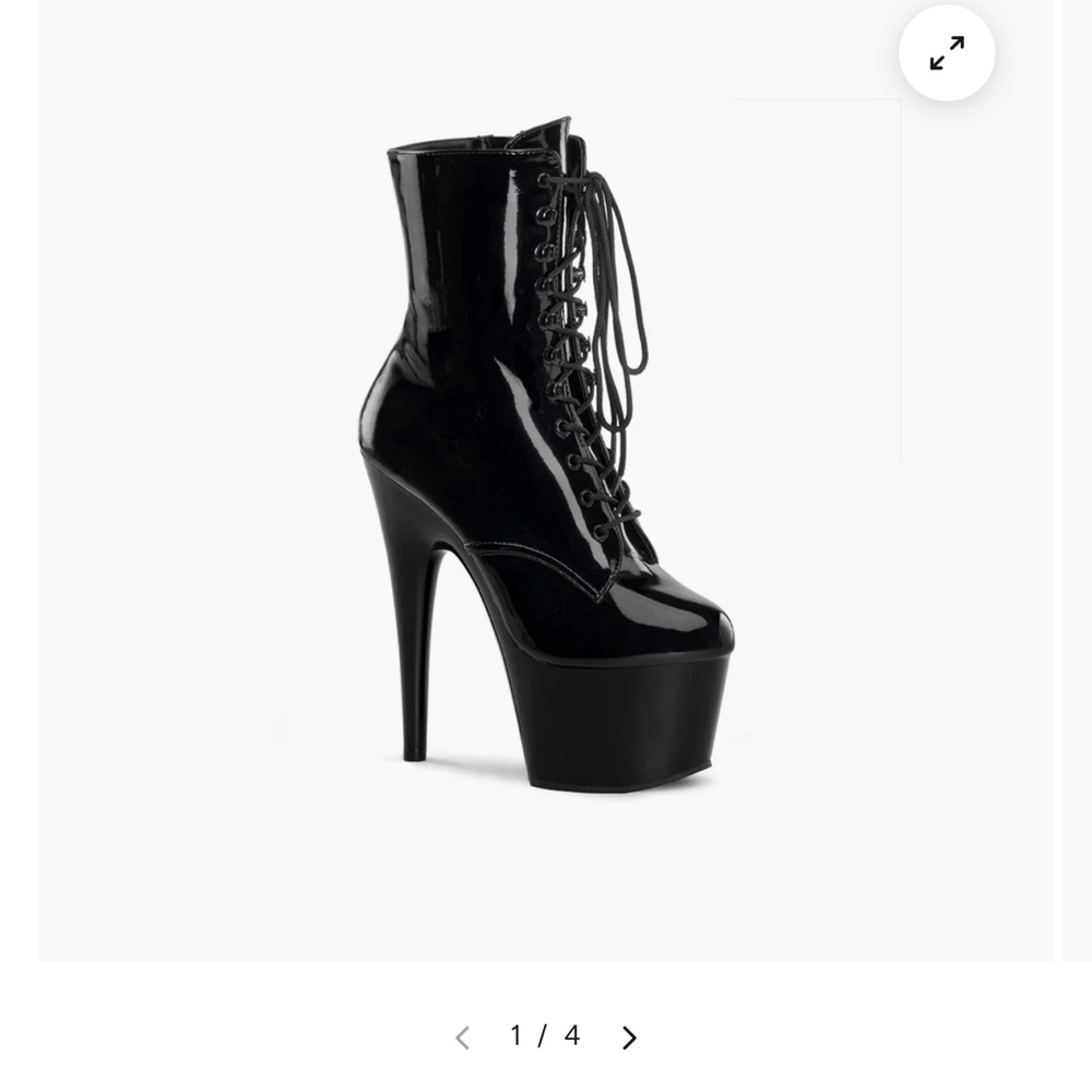 NIB Pleaser Shiny Black Platform Heeled Boots